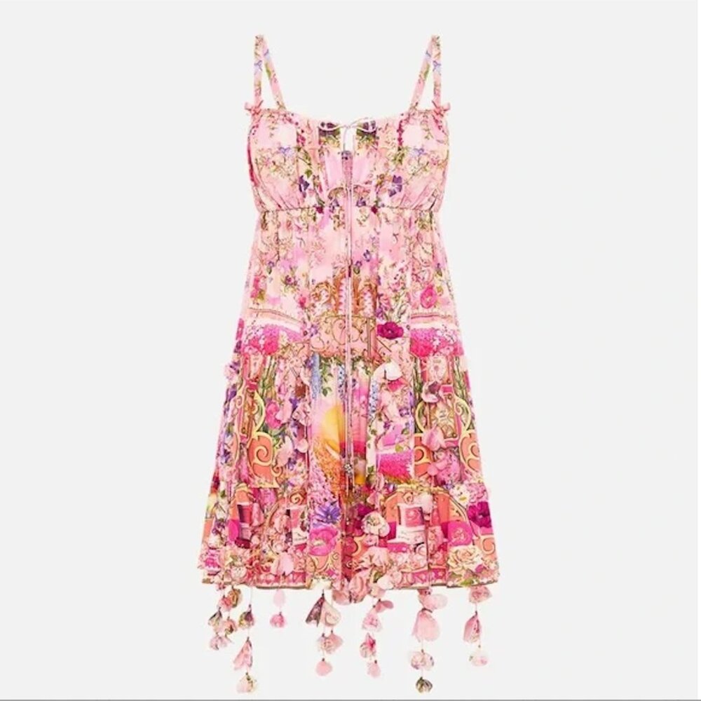 BRAND NEW WITH TAGS - Camilla gathered bust tiered mini dress in pink